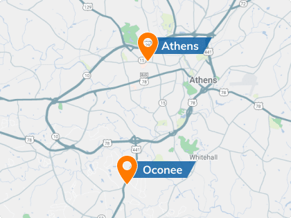 location map of athens and oconee